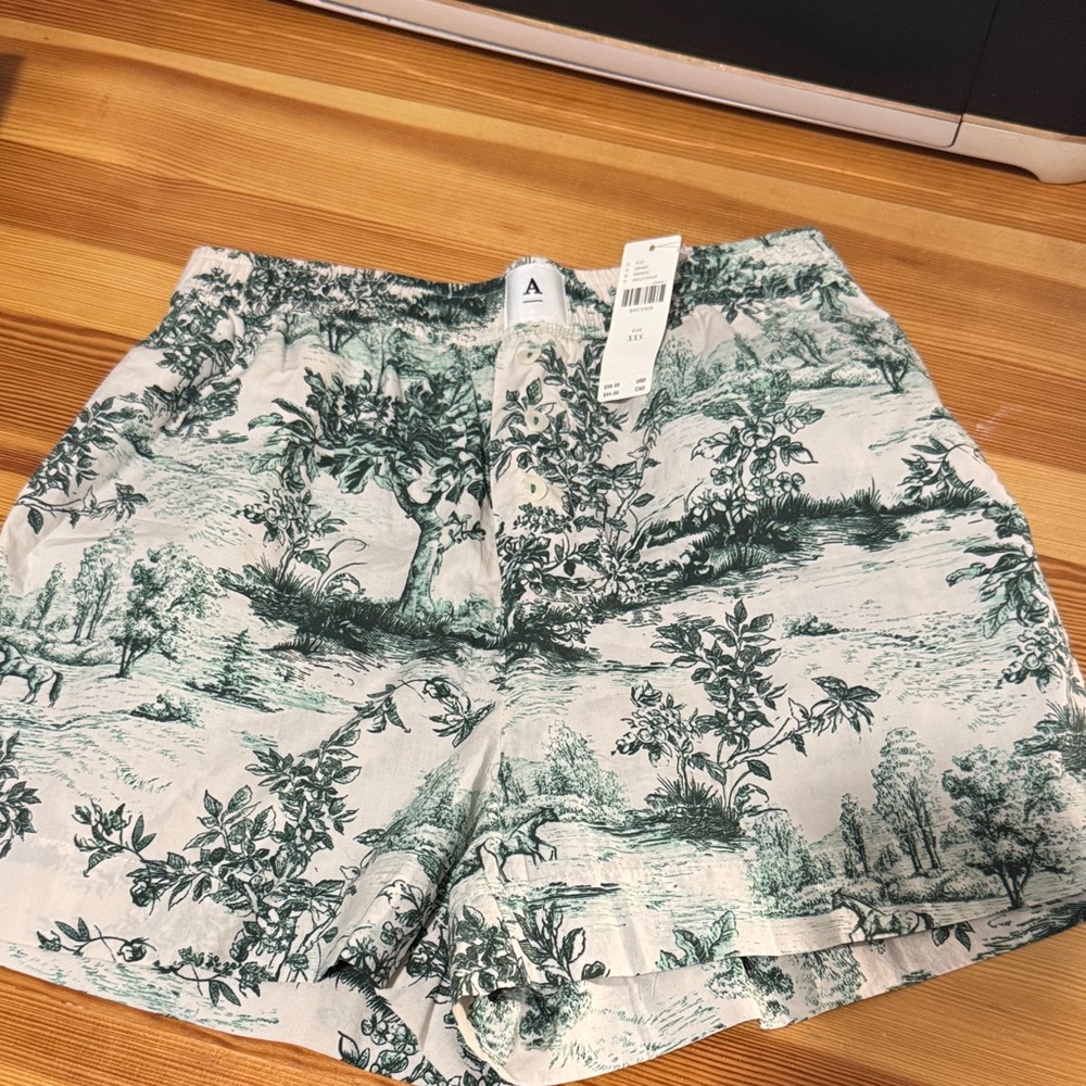 Anthropologie Green Toile High Waist Shorts